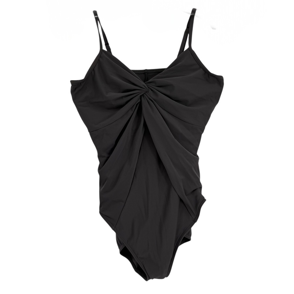 Miraclesuit Women's Swimsuit Size 16 Gray Twist Front One Piece Built-in-bra